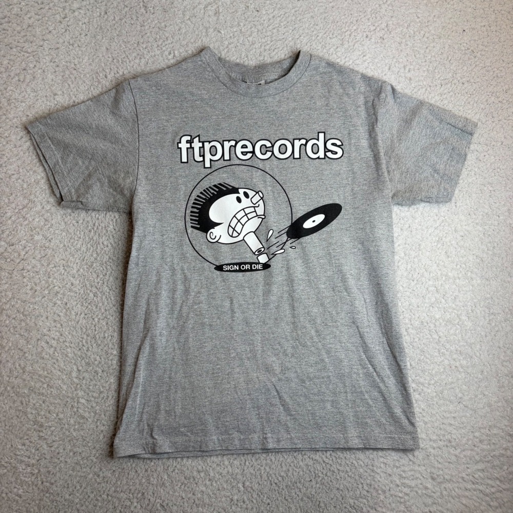 FTP Records Sign Or Die T-Shirt Mens Medium Gray Streetwear Graphic Tee